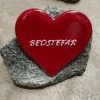 BEDSTEFAR, Rødt Glashjerte På Granitsten