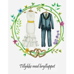 Bryllupskort m. kuvert, A6 Dobbeltkort