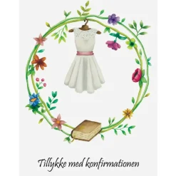Dobbeltkort, Konfirmationskort m konfi-kjole m. kuvert, A6