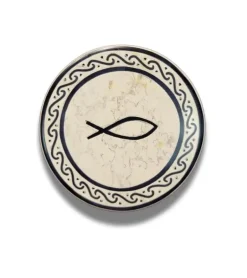 Fedtsten, Rund æske med låg, ICHTHYS