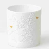 Fyrfadsstage, Hvidt porcelæn med guldfugl