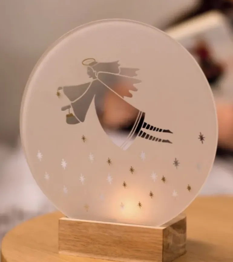 Glas Poetry fyrfadsstage med engel