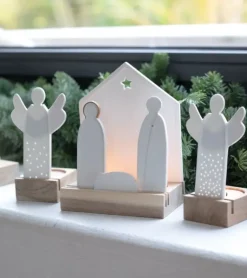Julekrybbe Silhuet hvid og guld