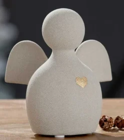 Keramik Engel, Grå, 14 cm