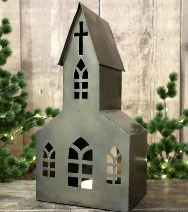 Kirke i metal, 35 cm