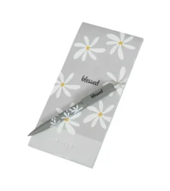 Kuglepen, Grå med hvide blomster, Blessed