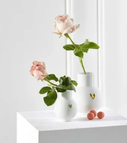 Kuglevase med Guld Hjerte, 13 cm