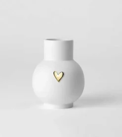 Kuglevase med Guld Hjerte, 13 cm