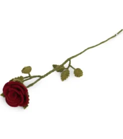 Langstilket Rød Rose, Filt – Gry & Sif