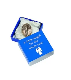 Lille engel lommeamulet i bronze