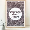Linoleumstryk: Courage, dear Heart C.S. Lewis, A3 Plakat, Brun