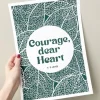 Linoleumstryk: Courage, dear Heart C.S. Lewis, A3 Plakat, Grøn