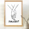 Linoleumstryk: Følges?, A4 Plakat, Sort