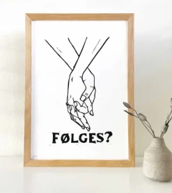 Linoleumstryk: Følges?, A4 Plakat, Sort