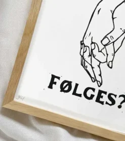 Linoleumstryk: Følges?, A4 Plakat, Sort