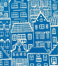 Linoleumstryk: I min faders hus er der mange boliger, A4 Plakat, Blå