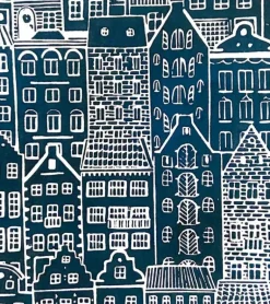 Linoleumstryk: I min faders hus er der mange boliger, A3 Plakat, Mørkeblå