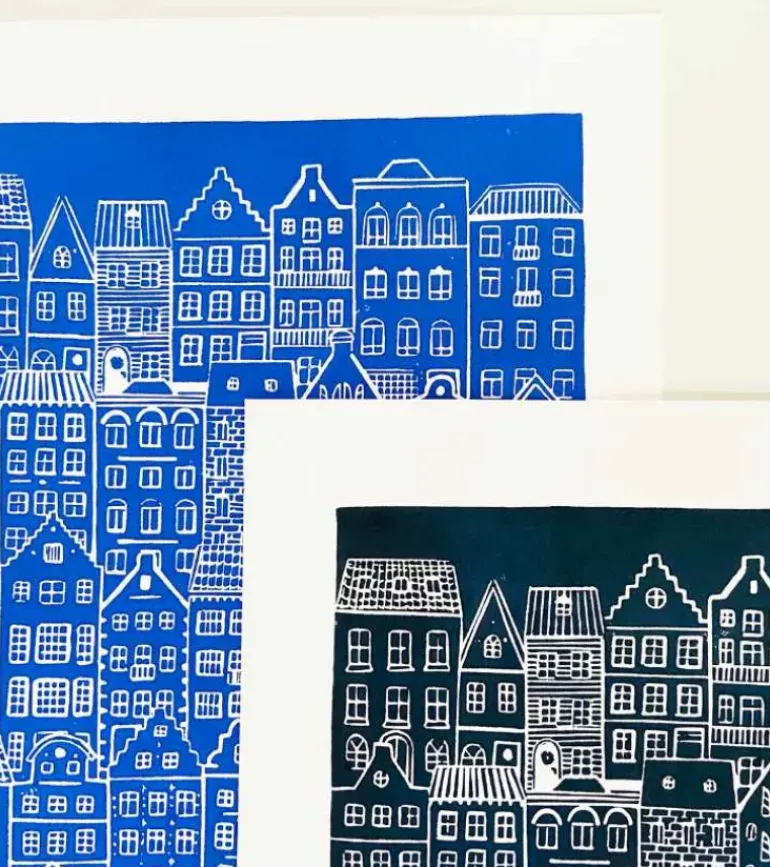 Linoleumstryk: I min faders hus er der mange boliger, A3 Plakat, Mørkeblå