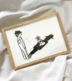 Linoleumstryk: Sorgblomst, A4 Plakat, Sort