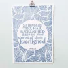 Linoleumstryk: Tro, Håb og Kærlighed, A3 Plakat, Blå