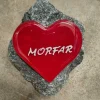 MORFAR, Rødt Glashjerte På Granitsten