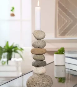Naturlig stenstage til lys, 23 cm