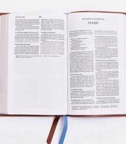 NKJV, Thinline Bibel brown immiteret leather soft