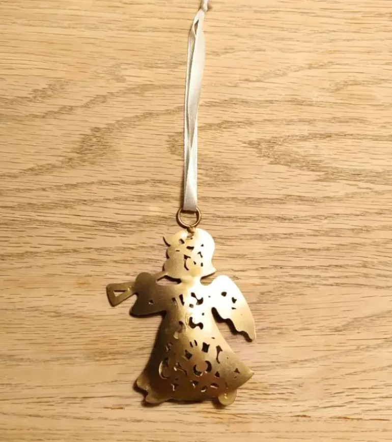 Ophæng, Engel guld med trompet, 8 cm