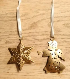 Ophæng, Engel guld med trompet, 8 cm