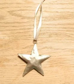 Ophæng, Stjerne guld, hamret, 7 cm