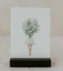 Postkort akvarel, blomsterpige