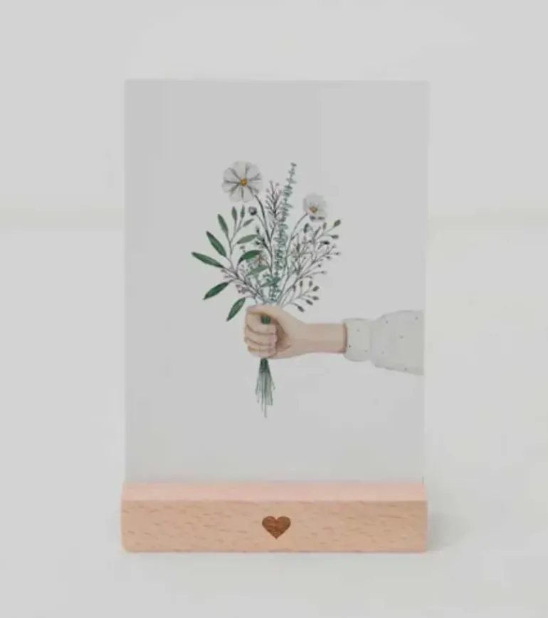 Postkort, blomsterhånd