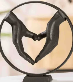 Skulptur: Hjerte hænder i metal, 23 cm