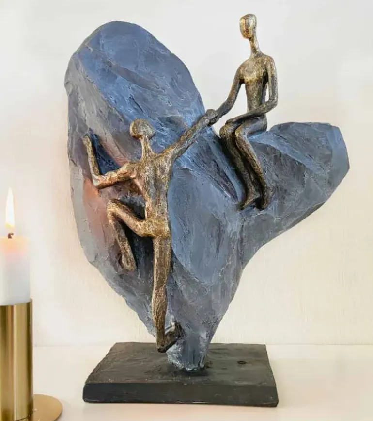 Skulptur, Par på hjerte, 30 cm