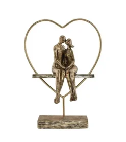 Skulptur, Par siddende i hjerte, 31 cm
