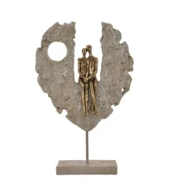 Skulptur, Par siddende i skulptur, 34 cm