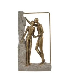 Skulptur, Par under bue, Guld, 25 cm