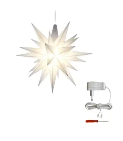 Sæt a 1 Herrnhuter Stjerne, Hvid, 13 cm LED, incl. adapter