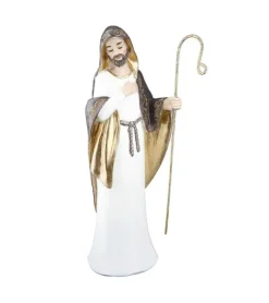 3-Sæt, Julekrybbe figurer, Cream og guld, 26 cm