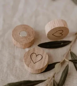 Træmagnet med hjerte, 3 pak