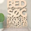 Træskilt, Bibelvers: Bed og Søg, Eg