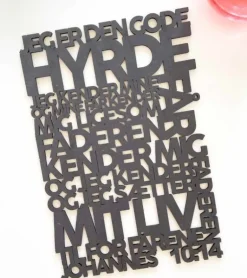 Træskilt, Bibelvers, Den gode hyrde, Sort MDF