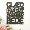 Træskilt, Bibelvers: Glæd jer i det håb, I har fået, Sort MDF